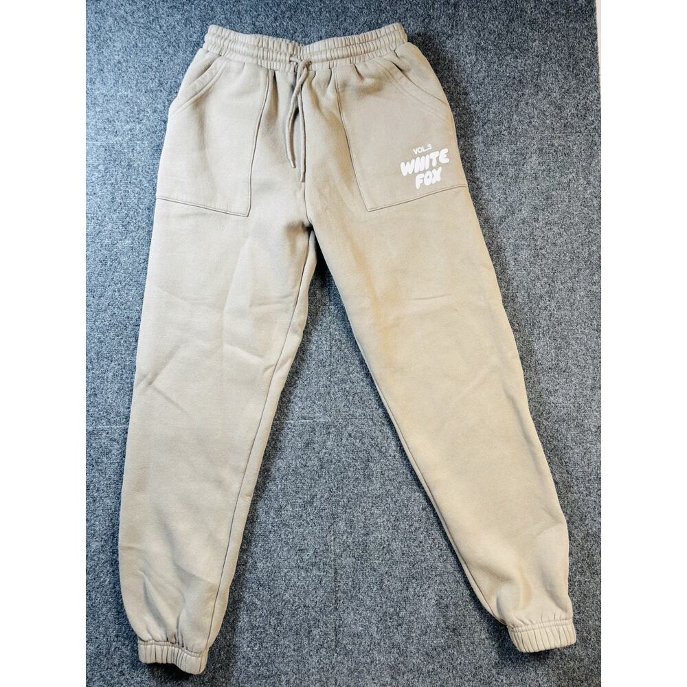 White Fox Sweatpants Womens Small‎ Beige Grey Vol.3 Jogger Elastic Waist Pockets